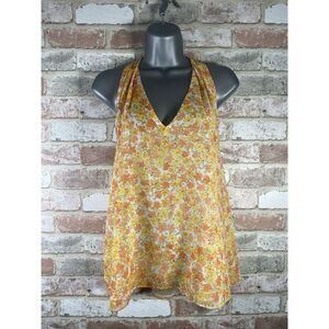 1. STATE Yellow Floral Halter Blouse‎ Sz XL